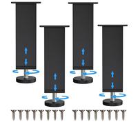 Kolamom Set di 4 piedini per mobili regolabili in altezza, rettangolari, nero, 10-11 cm, metallo e nylon, portata fino a 400 kg, gambe mobili per divano, armadio, tavolo e scarpiera
