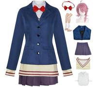 Kolegrial Aira Shiratori Costume Donna Cosplay Anime Dandadan Uniforme Scolastica Giacca Pullover Camicia Gonna Papillon Calze e Parrucca per Carnevale Halloween Festa Mascherata DAN DA DAN Costume