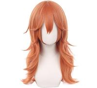 Kolegrial Angel Devil Cosplay Parrucca Donna Arancione Scuro 60CM Lungo Riccioli Mossi Parrucca Fancy Dress Up Anime Angel Devil Halloween Carnevale Festa Mascherata Accessori Wig