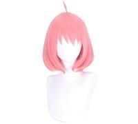 Kolegrial Anya Forger Cosplay Parrucca Donna Rosa 35CM Corto Capelli Lisci Pony Parrucca Fancy Dress Up Anime Spy Family Anya Forger Halloween Carnevale Festa Mascherata Accessori Bob Wig