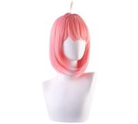 Kolegrial Anya Forger Cosplay Parrucca Donna Rosa 35CM Corto Spalla Capelli Lisci Parrucca Fancy Dress Up Anime Spy Family Anya Forger Halloween Carnevale Festa Mascherata Bob Wig