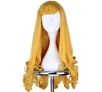 Kolegrial Aurora Cosplay Parrucca Donna 70CM Lungo Capelli Ricci Parrucca Fancy Dress Up Bella Addormentata Principessa Aurora Halloween Carnevale Festa Compleanno Mascherata Costume Accessori Wig