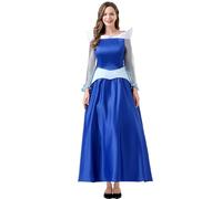 Kolegrial Aurora Costume Donna Cosplay Principessa Blu Cena Vintage Lungo Tulle Vestito da Sera per Natale Carnevale Halloween Festa Compleanno Mascherata Fancy Abito da Ballo