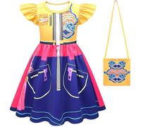 Kolegrial Bambina Anime Demone Cacciatore Costume Cosplay Rumi Mira Zoey Volant Stampe Ballerina Vestito e Borsa per Fancy Dress Up Carnevale Halloween Party Compleanno Mascherata Abito da Principessa