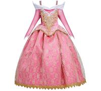 Kolegrial Bambina Aurora Costume Cosplay Principessa Pizzo Vestito da Sera per Ragazze Natale Carnevale Halloween Festa Compleanno Mascherata Fancy Abito da Ballo, Rosa
