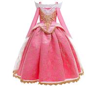 Kolegrial Bambina Aurora Costume Cosplay Principessa Rosa Pizzo Vestito da Sera per Ragazze Natale Carnevale Halloween Festa Compleanno Mascherata Fancy Abito da Ballo