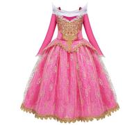 Kolegrial Bambina Aurora Costume Cosplay Principessa Rose Pizzo Vestito da Sera e Accessori per Ragazze Natale Carnevale Halloween Festa Compleanno Mascherata Fancy Abito da Ballo