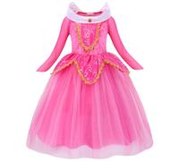 Kolegrial Bambina Aurora Costume Cosplay Principessa Rose Tulle Vestito da Sera e Accessori per Ragazze Natale Carnevale Halloween Festa Compleanno Mascherata Fancy Abito da Ballo