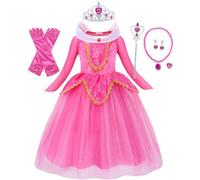 Kolegrial Bambina Aurora Costume Cosplay Principessa Rose Tulle Vestito da Sera e Accessori per Ragazze Natale Carnevale Halloween Festa Compleanno Mascherata Fancy Abito da Ballo