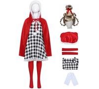 Kolegrial Bambina Cindy Costume Cosplay Christmas Cindy Lou Who Rosso Mantella con Cappuccio e Abito Guanti Calze e Parrucche per Natale Carnevale Halloween Festa Compleanno Mascherata Costume
