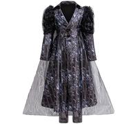 Kolegrial Bambina Elphaba Costume Cosplay Wicked Strega Elphaba Pizzo Stampa Vestito e Mantello Pantalone per Carnevale Halloween Festa Mascherata Teatro Performance Fancy Costume, 4-12 Anni