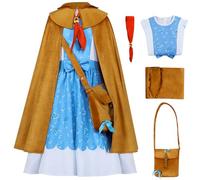 Kolegrial Bambina Holly Costume con Borsa Cosplay Season 5 Holly Wheeler Uniforme Set Cappa con Cappuccio e Vestito Papillon per Natale Carnevale Halloween Festa Mascherata Gioco di Ruolo Costume