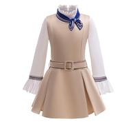 Kolegrial Bambina M3GAN Costume Cosplay Robots M3GAN 2.0 Uniforme Set Vestito Camicia Papillon Cintura per Carnevale Halloween Festa Mascherata Teatro Performance Fancy Costume, 4-12 Anni