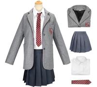 Kolegrial Bambina Matilda Costume Cosplay Matilda The Musical Uniforme Scolastica Set Giacca Camicia Gonna Cravatta per Carnevale Halloween Festa Mascherata Teatro Performance Costume, Grigio