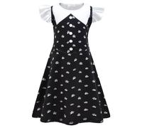 Kolegrial Bambina mercoledì Costume Cosplay Season 2 Nevermore Academy mercoledì Stampa Vestito e Borsa per Bambino Carnevale Halloween Party Abito da Ballo, 3-8 Anni