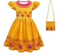 Kolegrial Bambina Mira Costume Cosplay Reale Detective Principessa Mira Volant Vestito con Borsa e Pantaloni per Fancy Dress Up Natale Carnevale Halloween Festa Compleanno Mascherata Abito, Giallo