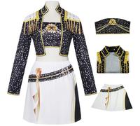 Kolegrial Bambina Mira Costume Festa Cosplay Anime Demone Cacciatore Mira Performance Show Uniformi Set Cappotto e Top Gonna per Fancy Dress Up Carnevale Halloween Party Mascherata Costume