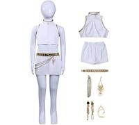 Kolegrial Bambina Rumi Costume Cosplay Demon Hunter Rumi Bianco Deluxe Performance Show Completo Uniforme Top e Pantaloni con Accessori Set per Carnevale Halloween Festa Mascherata Costume