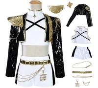 Kolegrial Bambina Rumi Costume Cosplay Demon Hunter Rumi Deluxe Performance Show Completo Uniforme Set Giacca e Top Pantaloni con Accessori per Carnevale Halloween Festa Mascherata Costume