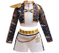 Kolegrial Bambina Rumi Costume Cosplay Demone Cacciatore Rumi Nero Performance Show Uniforme Set Giacca e Top Pantaloni per Carnevale Halloween Festa Compleanno Mascherata Costume, 4-12 Anni