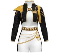 Kolegrial Bambina Rumi Costume Cosplay Demone Cacciatore Rumi Performance Show Stampato Uniforme Set Giacca Top Pantaloni con Accessori per Carnevale Halloween Festa Compleanno Mascherata Costume