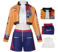 Kolegrial Bambina Rumi Costume Festa Cosplay Anime Demone Cacciatore Rumi Stampato Uniformi Set Cappotto Top Pantaloni per Fancy Dress Up Carnevale Halloween Party Mascherata Costume