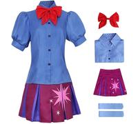 Kolegrial Bambina Twilight Sparkle Costume Cosplay Unicorno Principessa Twilight Sparkle Uniforme Set Camicetta Gonna Papillon per Carnevale Halloween Festa Mascherata Fancy Gioco di Ruolo Costume