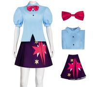 Kolegrial Bambina Twilight Sparkle Costume Cosplay Unicorno Principessa Twilight Sparkle Uniforme Set Top Gonna Papillon per Carnevale Halloween Festa Mascherata Fancy Gioco di Ruolo Costume