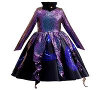 Kolegrial Bambina Ursula Costume Cosplay Sirenetta Polpo Strega Marina Ursula Maniche Lunghe Collo Alto Vestito da Sera per Carnevale Halloween Festa Mascherata Fancy Travestimento Costume, 3-13 Anni