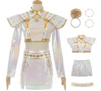 Kolegrial Bambina Zoey Costume Cosplay Anime Demone Cacciatore Zoey Bianco Dance Performance Show Uniforme Set con Accessori per Carnevale Halloween Festa Compleanno Mascherata Costume