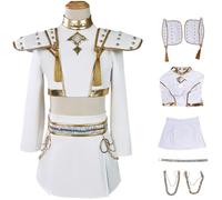 Kolegrial Bambina Zoey Costume Cosplay Demon Hunter Zoey Bianco Deluxe Performance Show Completo Uniforme Set Top e Gonna con Accessori per Carnevale Halloween Festa Mascherata Costume