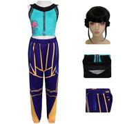 Kolegrial Bambina Zoey Costume Festa Cosplay Anime Demone Cacciatore Zoey Stampa Set Top Pantaloni e Parrucca per Bambino Fancy Dress Up Carnevale Halloween Party Compleanno Mascherata Costume