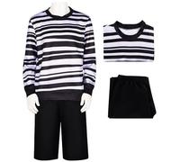 Kolegrial Bambino Pugsley Costume Cosplay mercoledì Fratello Pugsley Gotico Vintage Strisce Top e Pantaloni per Bambini Fancy Dress Up Carnevale Halloween Festa Compleanno Mascherata Costume