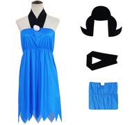 Kolegrial Betty Costume Donna Cosplay Modern Primitive Betty Blu Vestito con Scollatura Copricapo Set per Fancy Dress Up Carnevale Halloween Festa Mascherata Costume