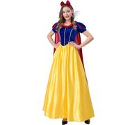 Kolegrial Biancaneve Costume Donna Cosplay Fiaba Principessa Lungo Vestito da Sera con Mantello Diadema per Natale Carnevale Halloween Festa Compleanno Mascherata Teatro Performance Fancy Costume