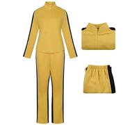Kolegrial Bride Costume Donna Cosplay Killer Bride Giallo Kung Fu Set Top con Zip e Pantaloni per Carnevale Halloween Festa Mascherata Performance Fancy Gioco di Ruolo Costume