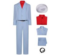 Kolegrial Bruno Costume con Cappello Uomo Cosplay Die with A Smile Mars Vintage Smoking Set Giacca Camicia Pantaloni Cintura per Carnevale Halloween Festa Mascherata Teatro Performance Fancy Costume