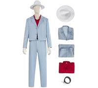 Kolegrial Bruno Costume Uomo Cosplay Die with A Smile Mars Vintage Smoking Set Capispalla e Camicia Pantaloni con Cappello Cintura per Carnevale Halloween Festa Mascherata Costume
