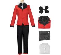 Kolegrial Charlie Costume Donna Cosplay Demone Principessa Charlotte Morningstar Rosso Uniforme Set Giacca Top Pantaloni Papillon per Carnevale Halloween Festa Mascherata Gioco di Ruolo Costume