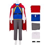 Kolegrial Charming Costume Uomo Cosplay Biancaneve Principe Charming Cavaliere Uniforme Set Mantello e Gilet Top Pantaloni Cintura per Carnevale Halloween Festa Mascherata Teatro Performance Costume