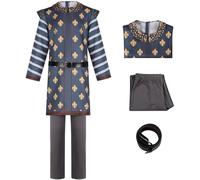 Kolegrial Charming Costume Uomo Cosplay Principe Charming Vintage Cavaliere Uniforme Top e Pantaloni Cintura Set 3 Pezzi per Carnevale Halloween Festa Compleanno Mascherata Teatro Performance Costume
