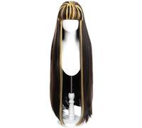 Kolegrial Cleo Cosplay Parrucca Donna Multicolore 80CM Lungo Capelli Lisci Parrucca con Pony Fancy Dress Up Carnevale Halloween Festa Mascherata Elfo High School Dea Egizia Cleo Costume Accessori Wig