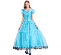 Kolegrial Donna Cosplay Alice Costume Blu Lungo Pizzo Tulle Vestito da Sera per Natale Carnevale Halloween Festa Compleanno Mascherata Regina Principessa Abito da Ballo