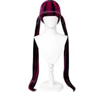 Kolegrial Draculaura Cosplay Parrucca Donna Lungo Doppia Coda di Cavallo Parrucca con Pony Fancy Dress Up Carnevale Halloween Festa Mascherata Elfo High School Vampiro Draculaura Costume Accessori Wig
