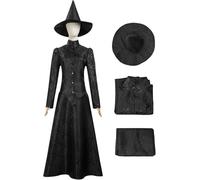 Kolegrial Elphaba Costume Donna Cosplay Wicked Strega Elphaba Gotico Vintage Nero Top Gonna con Cappello Set per Fancy Dress Up Carnevale Halloween Festa Mascherata Abito da Ballo