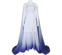 Kolegrial ELSA Regina delle Nevi 2 Costume Donna Cosplay Lungo Elsa Vestito da Sera e Parrucca Natale Carnevale Halloween Festa Abito da Ballo, Bianco