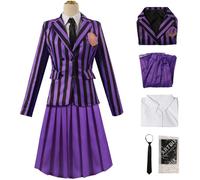 Kolegrial Enid Sinclair Costume Donna Cosplay Nevermore Academy Uniforme Scolastica Set Giacca Camicia Gonna Cravatta Calze e Gilet per Fancy Dress Up Carnevale Halloween Festa Mascherata Costume