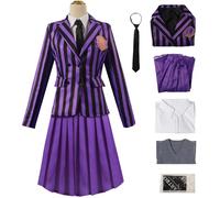Kolegrial Enid Sinclair Costume Donna Cosplay Nevermore Academy Uniforme Scolastica Set Giacca Camicia Gonna Cravatta Calze e Gilet per Fancy Dress Up Carnevale Halloween Festa Mascherata Costume