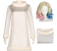 Kolegrial Enid Sinclair Costume Donna Cosplay Wolf Girl Enid Sinclair Prom Bianco Vestito da Sera e Parrucca per Fancy Dress Up Natale Carnevale Halloween Festa Compleanno Mascherata Abito da Ballo