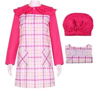 Kolegrial Enid Sinclair Costume Donna Cosplay Wolf Girl Enid Sinclair Rosa Top Vestito e Parrucca per Fancy Dress Up Natale Carnevale Halloween Festa Compleanno Mascherata Abito da Ballo